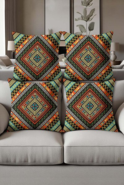 Dolce Mariee Digital Printed Soft Textured 4-Piece Throw Pillow Cover Set Krl...