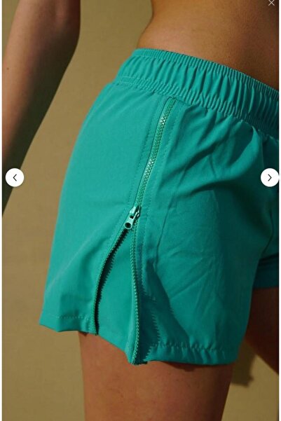 aykidsclup Women's Green Solid Color Two Side Zippered Mini Size Swimsuit Swi...