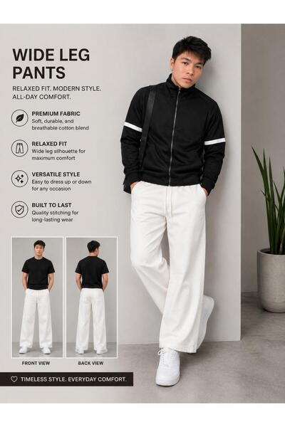 ARA Unisex Linen Cotton Blend Wide Leg Pants