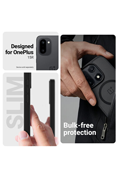 Crong Husă Hibridă Mată Magnetică - MagSafe OnePlus 15R (negru)