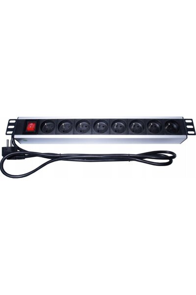 PremiumCord Panel nap√°jec√≠ do 19" racku 1.5U, 8x230V, 2m kabel, vyp√≠naƒç
