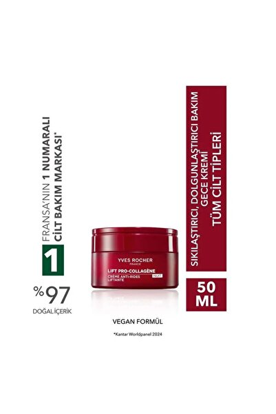 Yves Rocher Gece Kremi-Sıkılaştırıcı,Dolgunlaştırıcı Bitkisel Kolajen ve Hyal...