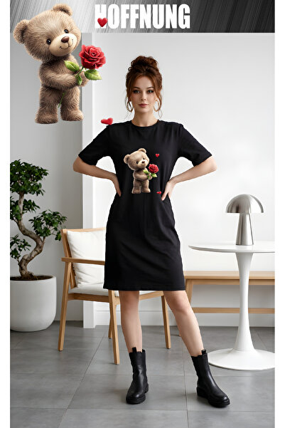 HOFFNUNG Women's Short Sleeve Crew Neck T-Shirt Dress Nightgown