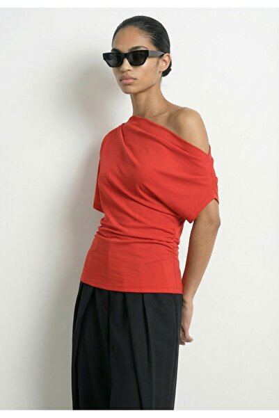 HYPEDROP Women's Blouse 32000705 Hdemma Draped Off-Shoulder Top