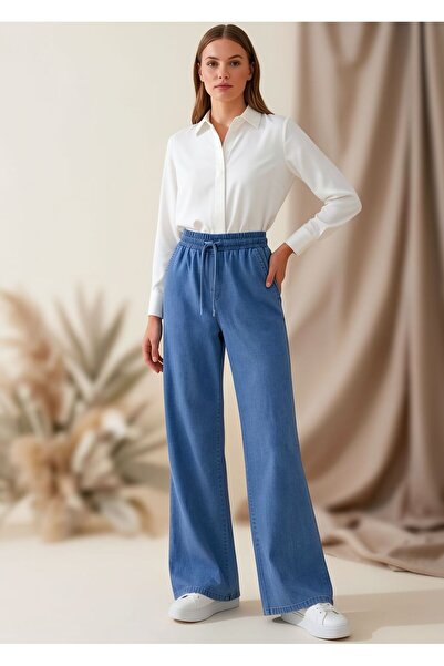 Gioni Elastic Waist Palazzo Jeans