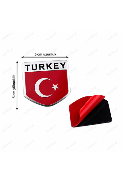 restinal Turkish Flag Luggage Badge Fender Badge Emblem Aluminum Plexiglass S...