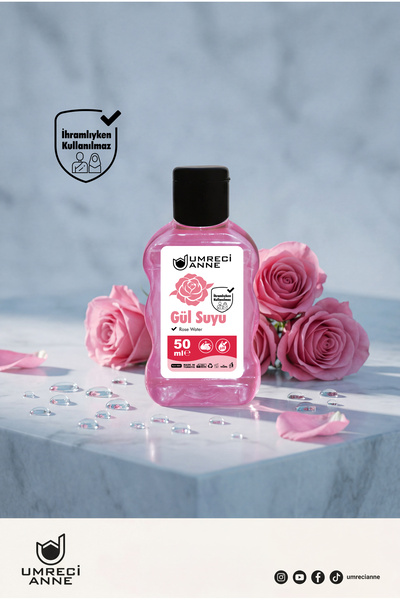 Umreci Anne 4 Adet - 50 ml Alkolsüz İhram Gül Suyu (İhramlıyken Gülsuyu Kulla...