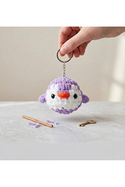 Taze Kal Özel Tasarım El Örgüsü Amigurumi Penguen Anahtarlık - Çanta Süsü Hed...