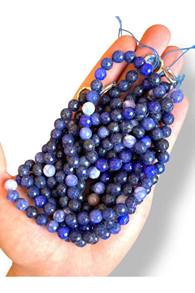 Bozhi Bead Set Faceted Lapis Natural Stone 8mm - Natural Stone Faceted