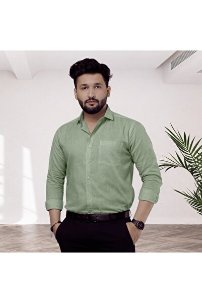 Weswadesi Pure 100% Cotton Green Formal Shirts – Full Sleeves Khadi Shirt for...