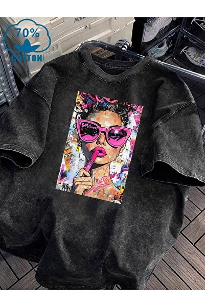 121 Bold Artistic Washed T-Shirt for Women - Perfect for Casual Outings or Lo...