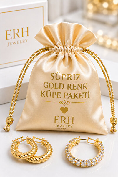 ERH 2 Types of Gold Hoop Earrings Surprise Package
