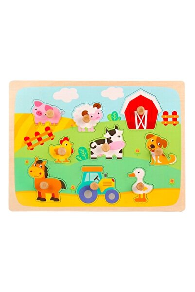 Toyska Wooden puzzle with thick pieces for children Animal Farm, 9 pieces, mu...