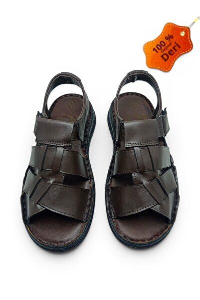 MAGIC SHOES Sandale maro ortopedice pentru bărbați, din piele naturală și cu ...