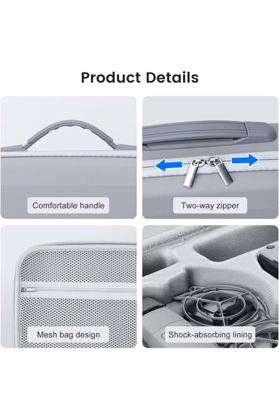 LET Husa de protectie pentru drona DJI Neo 2, geanta transport compatibila Fly More Combo, controler RC-N3, compartimente pentru accesorii, rezistenta la socuri si stropire, curea de umar, gri