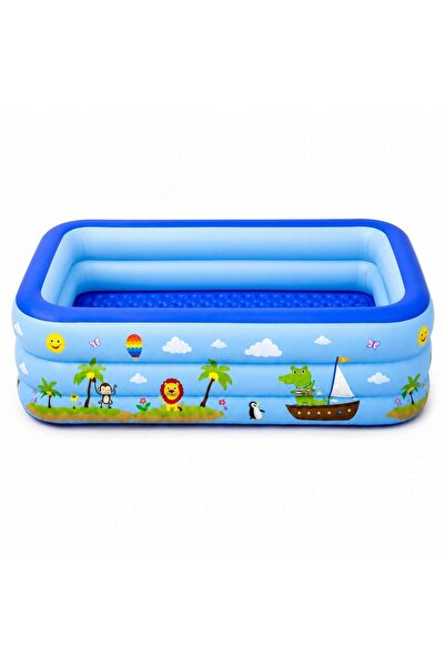 OEM Piscina Gonflabila pentru Copii si Adulti 200x140x60cm, 3 Inele, PVC Gros...