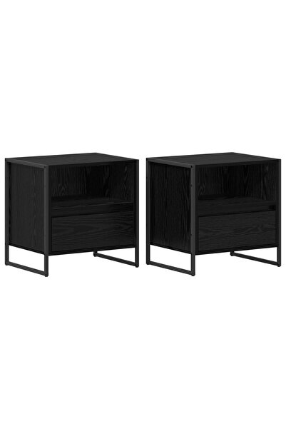 vidaxl Noptieră 2 pcs Stejar Negru 50 x 39,5 x 50 cm Lemn compozit