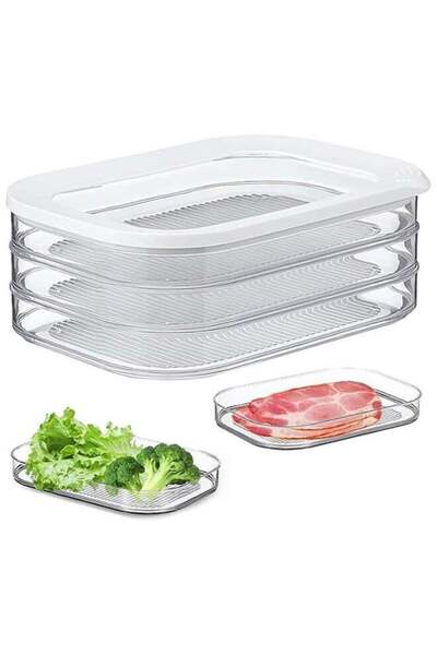 Arabest 3-Layer Stackable Food Storage Container,Refrigerator Organizer with ...