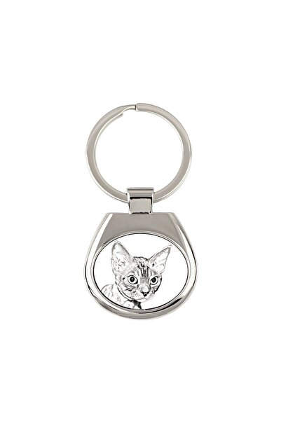 Art - Dog Breloc pisică Devon Rex – Pandantiv metalic personalizat cu imprime...