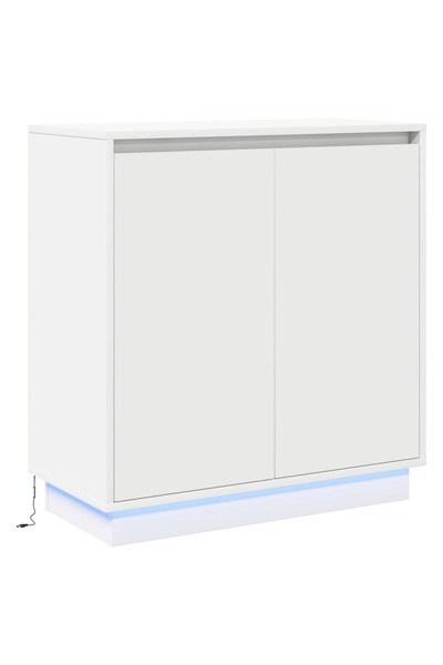 vidaxl Bufet LED cu raft cu ușă Alb 71 x 34,5 x 75 cm Lemn compozit