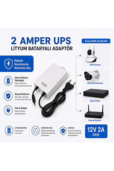 inox -UP2 2AMPER UPS LİTYUM BATARYALI ADAPTÖR