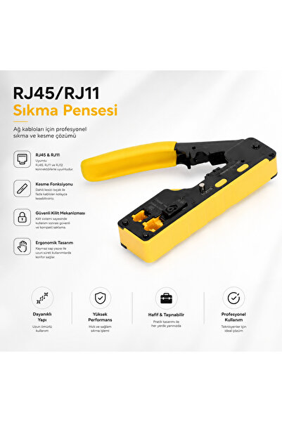 Derwell RJ45 RJ11 Sıkma Pensesi Ağ Kablosu Crimp Pense Ethernet Kablo Soyucu ...