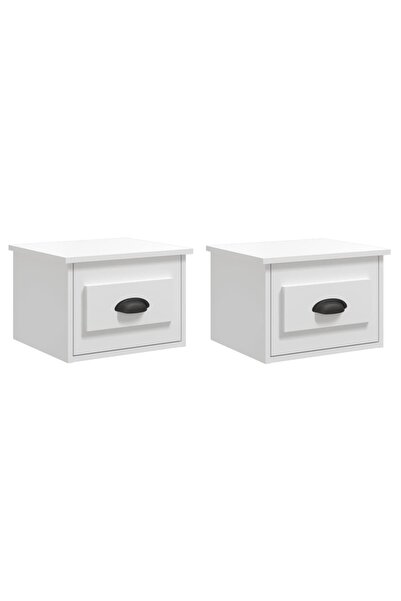 vidaxl Noptiere de perete, 2 buc., alb extralucios, 41,5x36x28 cm