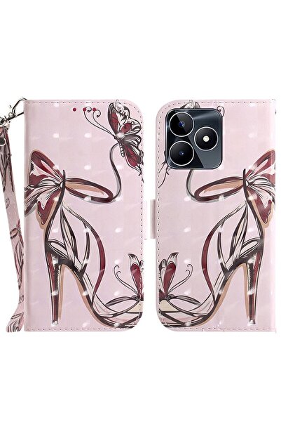 sscase 3D Painting Pattern Θήκη Πορτοφόλι Butterfly High Heels (Realme C53)
