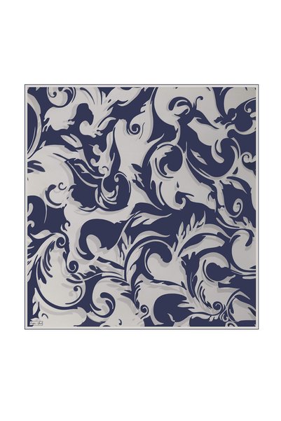 Çağrı İpek White Ahenk Pattern Tivil Silk Scarf