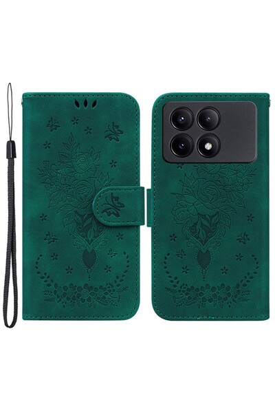 sscase Butterfly Rose Θήκη Πορτοφόλι Green (Xiaomi Poco X6 Pro 5G)