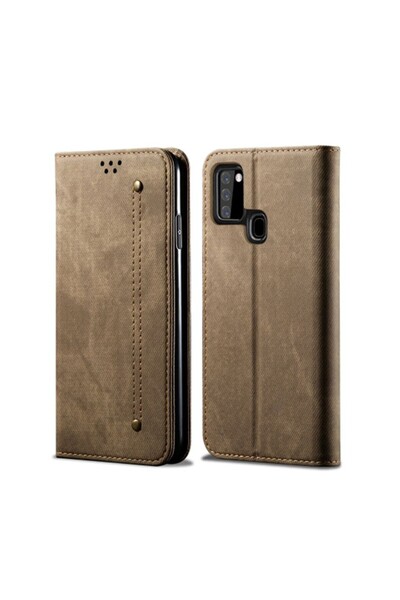 sscase Denim Texture Θήκη Βιβλίο Khaki (Samsung Galaxy A21s)
