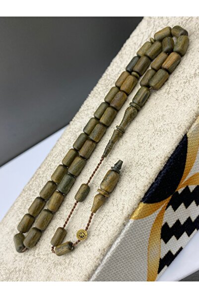 Tesbih Store Green Rosewood Prayer Beads Signed by Mehmet Erbabacan