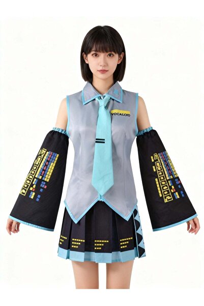 Generic 6 Piece Set Anime Hatsune Miku Dress Anime Cosplay Halloween Costume ...