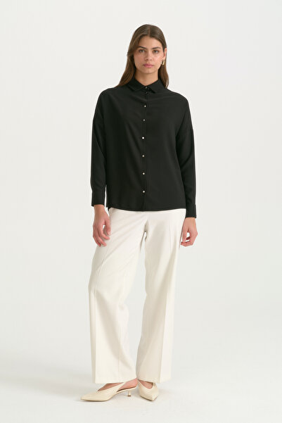 Nihan Low Sleeve Comfort Fit Shirt - Black