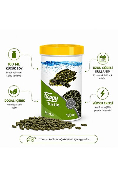 Floopy Floppy Turtle Sticks Su Kaplumbağa Yemi Vitamin Destekli Küçük Boy 100 ML