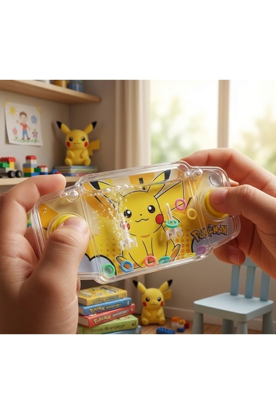Kuzey Tacı Pikachu Pokémon Tasarımlı Sulu Elde Oyun Konsolu Nostaljik Yatay M...