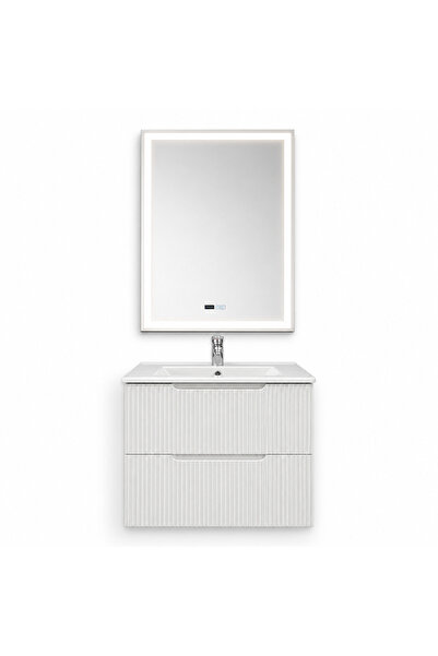 Casa Stile Set Mobilier Baie Suspendat 60 cm Riflat – Bianco (Alb)