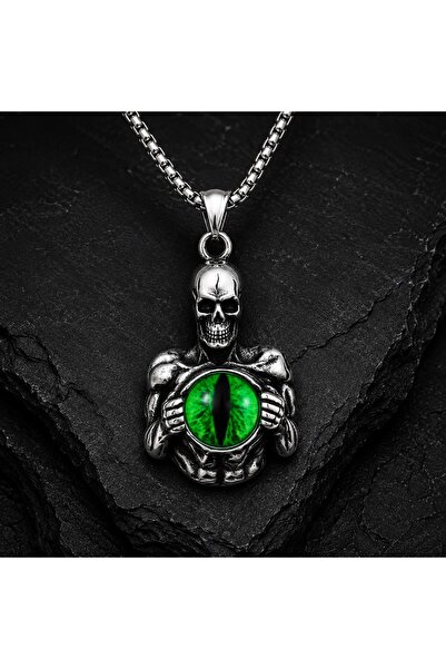 voyageaccessory Renk Seçenekli Paslanmaz Çelik Gothic Tasarım Kurukafa Kolye