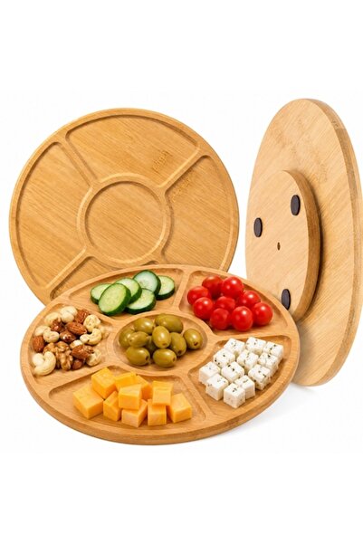 Ruhhy Bamboo rotating serving platter 33 cm, 5 compartments