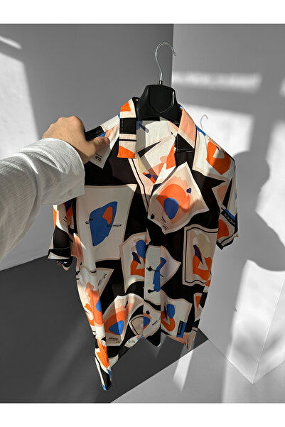 NO1 KONSEPT Black Modern Art Patterned Efil Efil Alaçatı Shirt