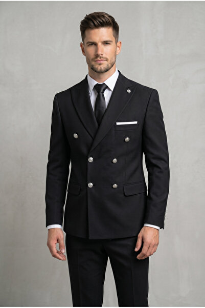 AtlasGiyim Costum bărbătesc slim fit cu două rânduri de nasturi (2026)