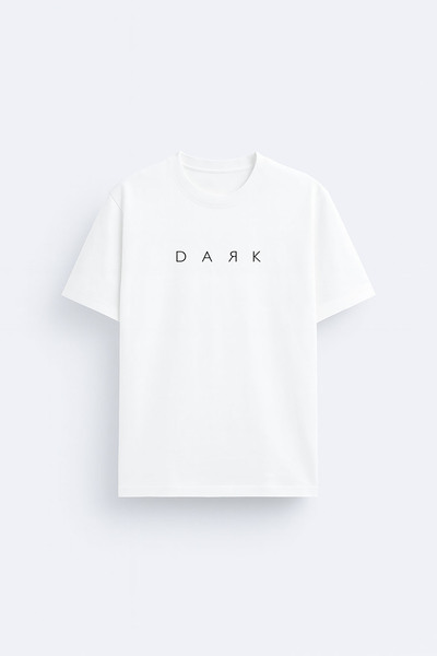 cesita Dark Printed Crew Neck White T-Shirt T-Shirt