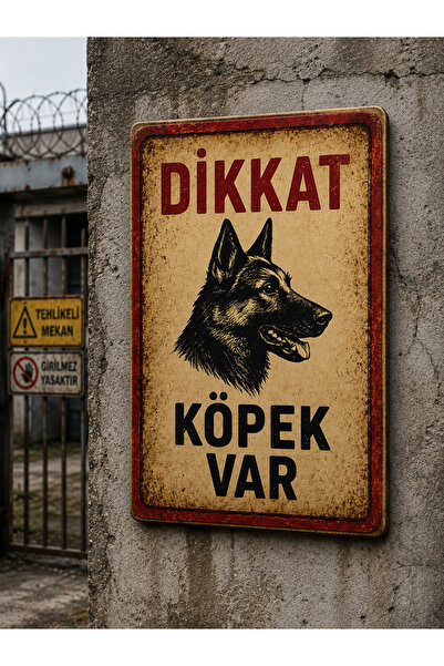ünalgrup Dikkat Köpek Var Uyarı Levhası 25x35 cm Dekota PVC İkaz Tabelası Apa...