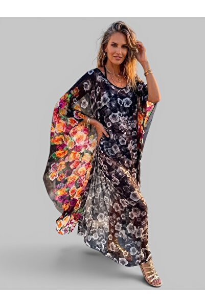 Jessica Dafer Sementha Gigi Desenli İthal şifon Pareo Elbise Tasarım