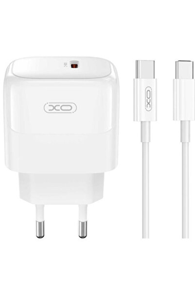 Xo Φορτιστής με Θύρα USB-C και Καλώδιο USB-C σε USB-C, 20W Power Delivery, Λε...