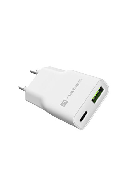 Natec Φορτιστής χωρίς καλώδιο GaN με θύρα USB-A και θύρα USB-C, 20W Power Del...