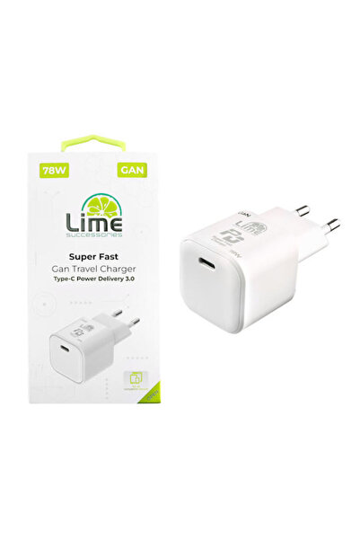 Lime&co Φορτιστής Lime Χωρίς Καλώδιο GaN με Θύρα USB-C 78W Power Delivery Λευ...