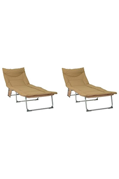vidaxl Șezlong pliabil cu perne 2 pcs Bej