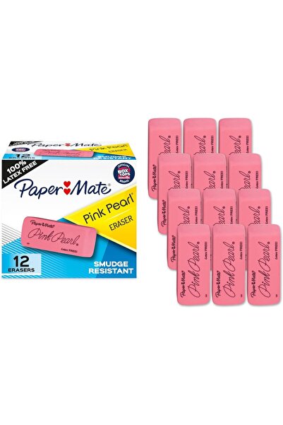 Generic Paper Mate Pink Pearl Erasers, Large, 12 Count