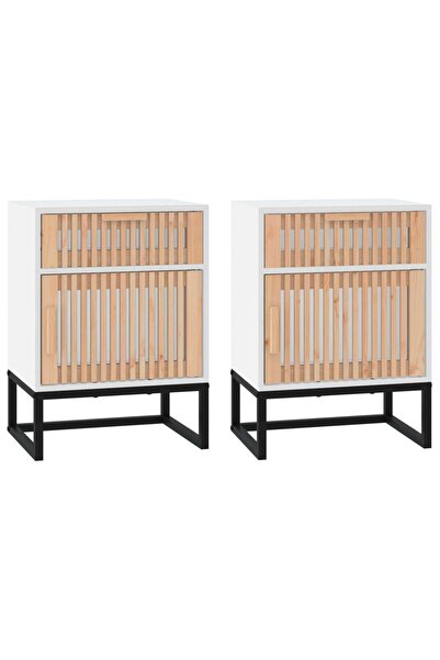 vidaxl Dulapuri noptieră, 2 buc., alb, 40x30x55,5 cm, lemn prelucrat